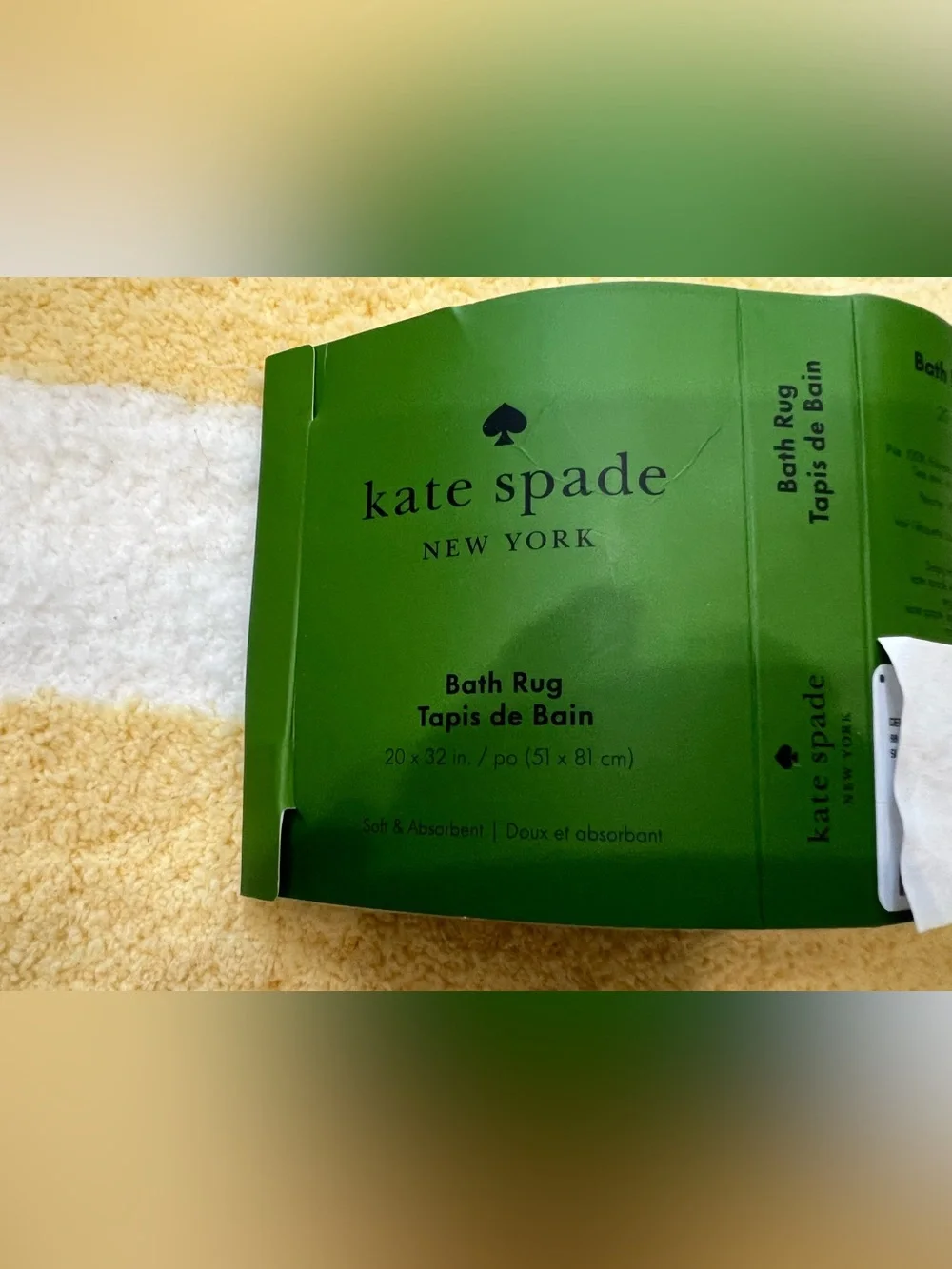 Kate Spade 20x32 Butter Yellow & White Stripe Bath Rug